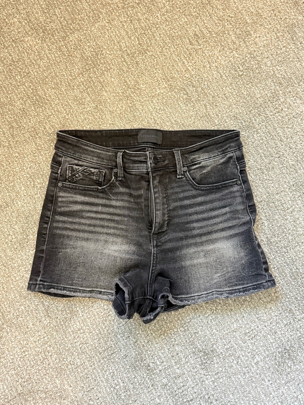 Buckle Black Jean Shorts